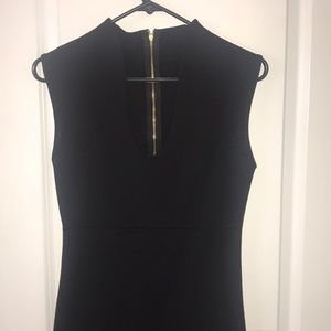 Black Bodycon sleeveless deep neckline cut dress